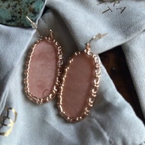 Kendra Scott Macrame Danielle  Rose Gold Statement In Blush Wood Drop Earrings